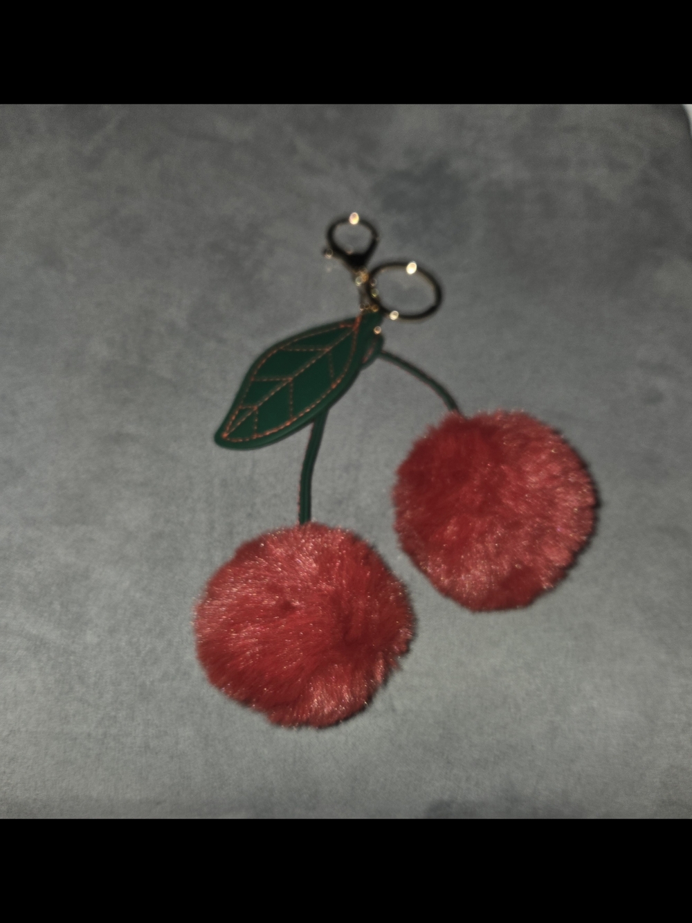 Cherry Pom Pom Keychain Purse Charm